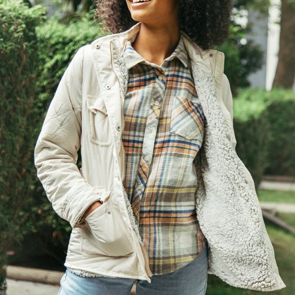 Supply Fleece Lined Quilted Jacket Bone 